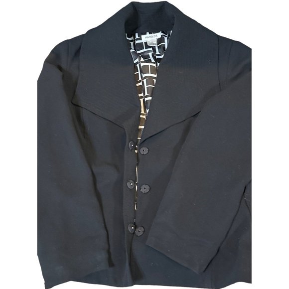 Harold's Jacket Blazer Solid Black Color 3-Button w/Notch Lapel Neckline Size 10 - Picture 7 of 15